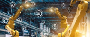 heavy automation robot arms machine in smart factory industrial, Industry 4.0 concept image